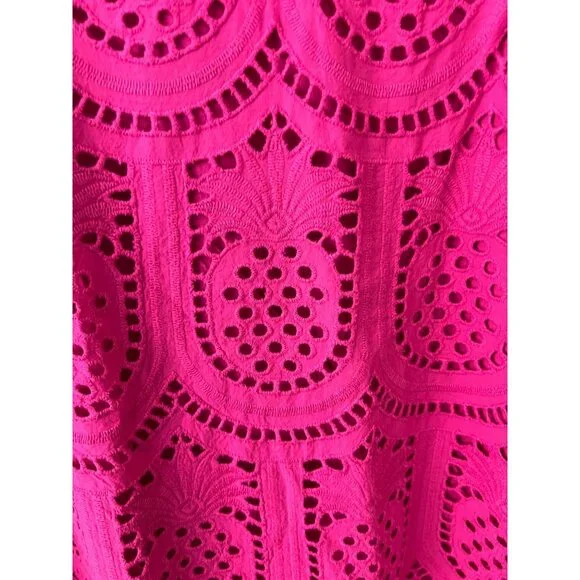 J. Jill Fuchsia Pink  Pineapple Eyelet Sleeveless Cotton Shift Dress 2X NWT - Picture 3 of 11